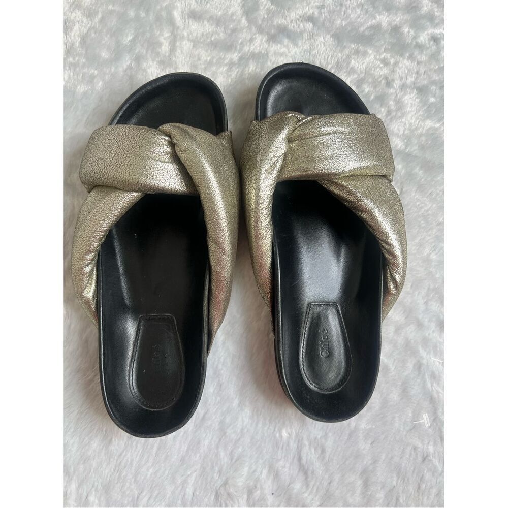 Chole  Nolan  Crinkled Leather Puff Knot Chunky Sandal Slides Size 38